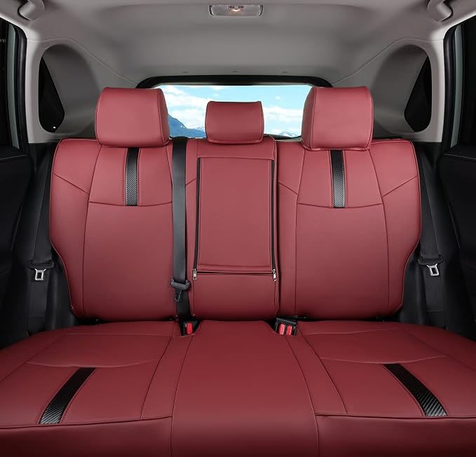 Custom Fit RAV4 (Not for Hybrid) Car Seat Covers Fit for Toyota RAV4 LE Limited XLE 2019 2020 2021 2022 2023 2024 2025 with Waterproof Faux Leather (Wine red, LU01-XLE) - Image 3