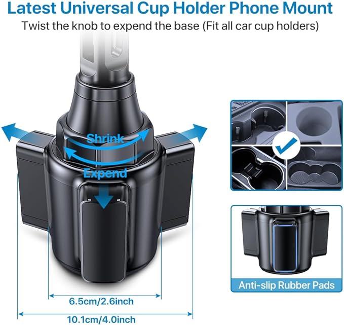 miracase [Latest Upgraded Universal Cup Phone Holder for Car, [Rotatable & Adjustable] Long Neck Car Cup Holder Phone Mount Compatible with iPhone, Samsung, Google & More Smartphones - Image 3