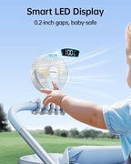 SWEETFULL Portable Stroller Fan with LED Display, 4 Speed Rechargeable Mini Clip On Fan, 360° Rotate Flexible Tripod Better Cooling Small Baby Fan for Car Seat Crib Travel Bike Treadmill (White) - Image 2