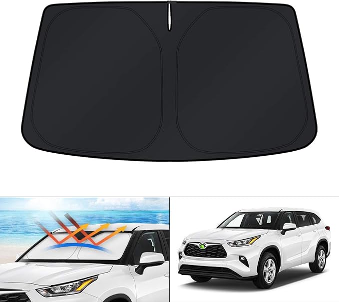 KUST Windshield Sun Shade for 2020-2024 2025 2026 Toyota Highlander Accessories Custom Fit Sunshade Sun Visor Protector Foldable Blocks UV Rays Keep Your Car Cooler by KUST