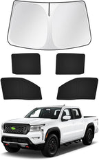 Canvcle Windshield Sun Shade for 2022-2025 2026 Nissan Frontier Accessories Side Rear Window Shade Cover Sun Visor Shield Privacy Cover Keep Vehicle Cool Black 5PCS by Canvcle