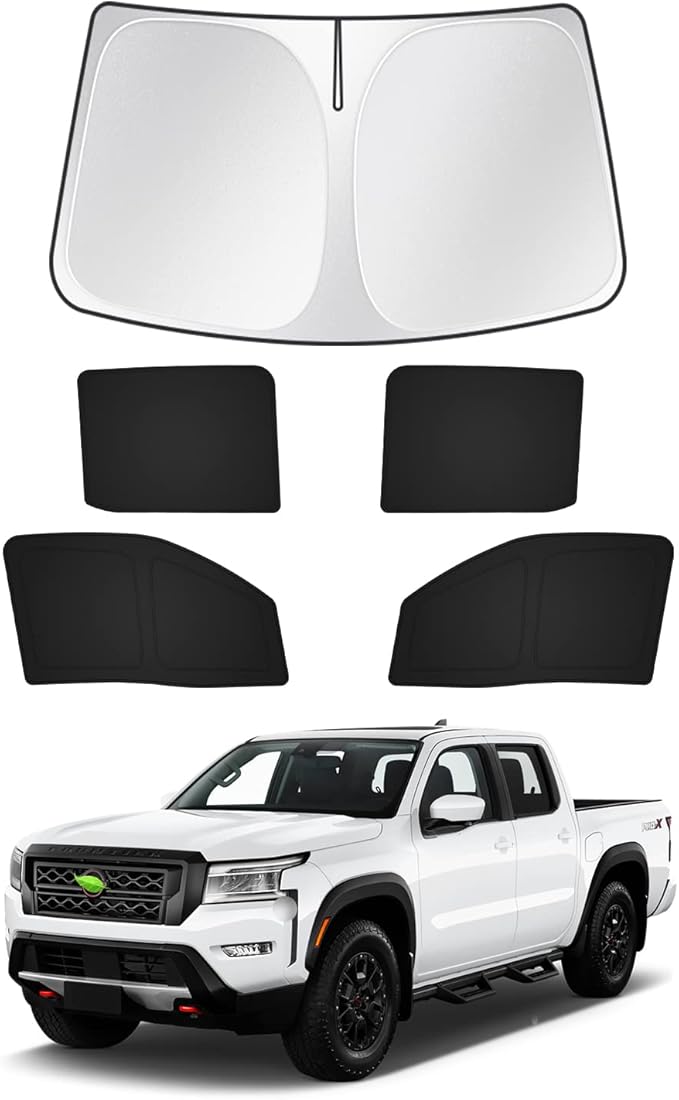 Canvcle Windshield Sun Shade for 2022-2025 2026 Nissan Frontier Accessories Side Rear Window Shade Cover Sun Visor Shield Privacy Cover Keep Vehicle Cool Black 5PCS by Canvcle