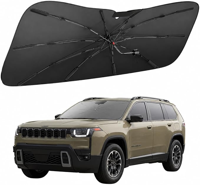 Zanch 2026 Upgraded Windshield Sun Shade Umbrella: for Jeep Grand Cherokee 2011-2026 Front Window Sunshade, Block UV Rays & Keep Car Cool, 1:1 Scan for Jeep Grand Cherokee, No Gaps & No Scratches. by Zanch