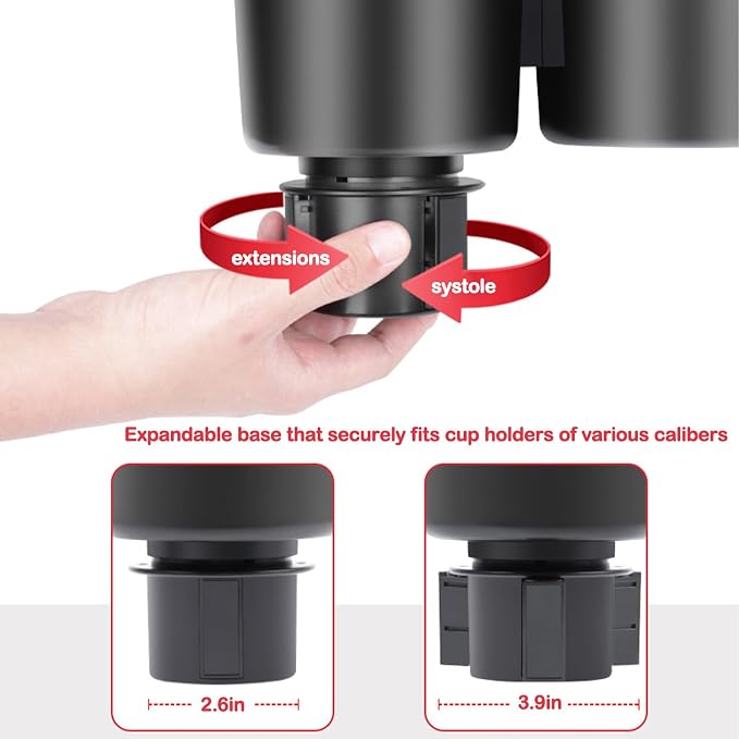 Water Cups Holder Expanders 2 in 1 Cup Holders Drinks Storage Expander Case for Cars Trucks Autos Universal Car Cup Holder for,Insert with Expandable Base, Fits Yeti, Hydroflask, Large Water Bottles - Image 6