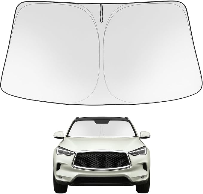 Proadsy Custom Fit 2019-2026 Infiniti QX50 QX55 Car Windshield Sun Shade | 240T Heat Shield, Drops Temp 54°F, Blocks 99% UV, Prevents Dashboard Cracking, Summer Parking & Beach Trips, Easy Twist-Fold by Proadsy