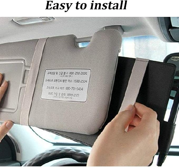 Black Car Sun Visor Organizer, Document Storage Pocket Interior Accessory | Visor accessories multi-slot design stores docs, cards & sunglasses, slim fits all vehicles without obstructing sight - Image 6
