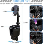Car Cup Holder Phone Mount, 2 in 1 360° Rotation Long Arm Vehicle Cup Cell Phone Holder Expander with Adjustable Base, Automotive Drink Bottles Smartphones Stand, Universal Fit (Black) - Image 2