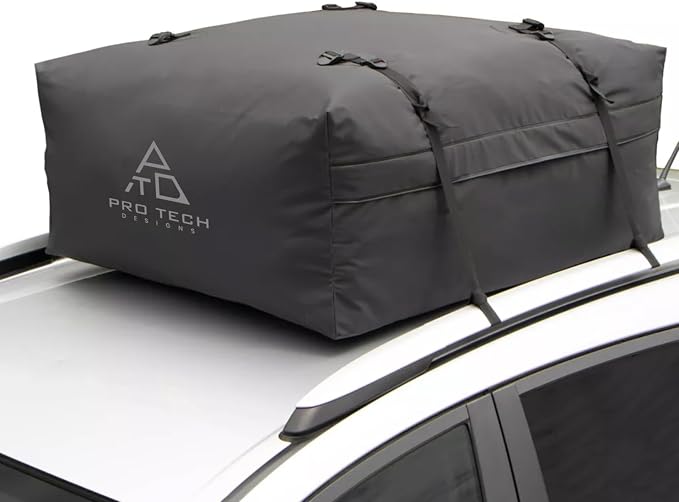 Journeyer 18 Waterproof Rooftop Cargo Carrier Bag, 18 Cubic Feet Vehicle Roof Storage with Straps & Door Hooks, Heavy Duty Car Top Carrier for SUVs, Vans, RVs & Trucks, 48" x 36" x 18" by ProTechDesigns