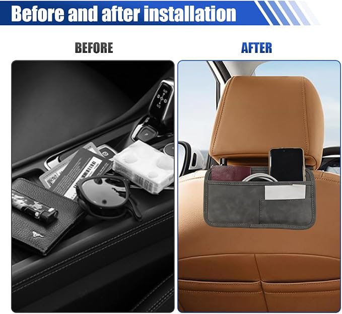 Car Seat Side Pocket Organizer, Suede Auto Door Storage Pouch, Mini Self-Adhesive Car Console Organizer, Universal Vehicle Cell Phone Holder for Key, Pen, Sunglasses(Gray) - Image 5