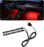 povtii Car LED Strip Light, 24 LED RGB Auto Under Dash Interior Atmosphere Lights, USB Vehicle Decorative Lamp Ambient Night Light Strip, Lighting Kit Car Accessories (Red) by povtii