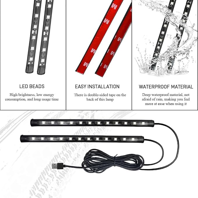 Car LED Strip Light, Interior Car Lights, 12V 24 LED Auto Atmosphere Lamps with Cigarette Lighter, Auto Lamp Ambient Night Light Strip Lighting Kit for Vehicles (USB/Blue) - Image 7