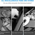 Mandark PU Leather Car Seat Back Organizer, Beige | Three-pocket layout with clear panel, elastic strap installation, fits most cars, SUVs, and trucks, car interior accessories - Image 3