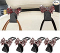 Zpana Bling Car Headreat Hook, 2PCS Crystal Rhinestone Cute Bow Vehicle Seat Back Hanger Storage for Purses Bags Grocery, Diamond Auto Rear Seat Organizer, Universal for SUV Truck Sedan (Red) by Zpana
