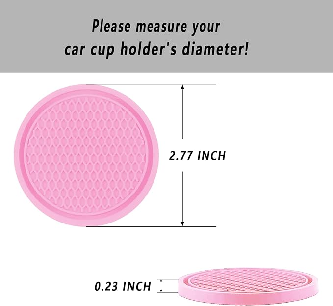 ZSDY Car Cup Coaster, 4PCS Universal Auto Non-Slip Cup Holder Embedded in Ornaments Coaster, Car Interior Accessories Sets, Pink - Image 2