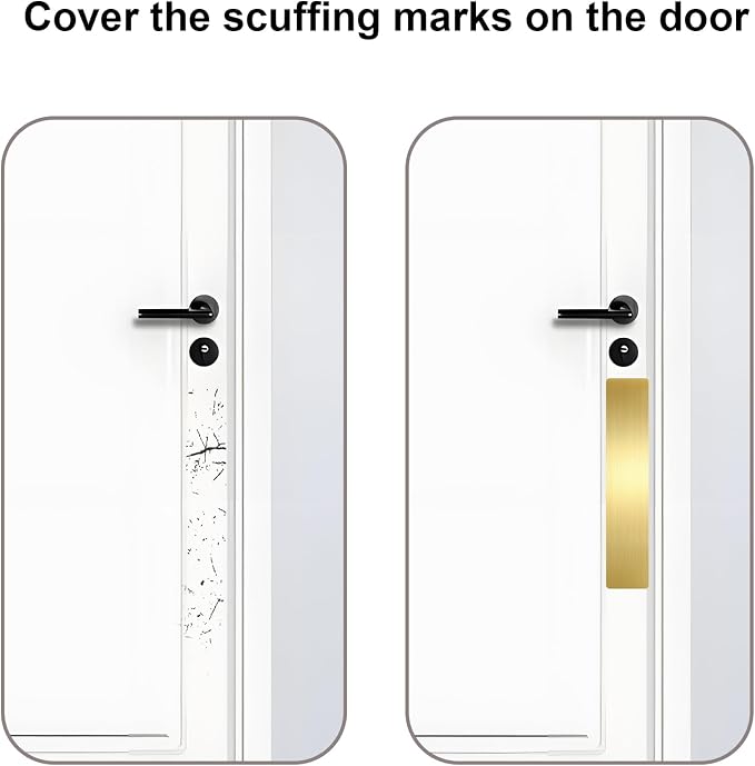 Dog Door Protector from Scratching, Steel Guard, Brushed Gold 4"x16" | Prevents Claw Marks & Scuffs, Smooth Rounded Corners, Self-Adhesive Install, Anti-Scratch Kick Plate, 2 Pcs - Image 4