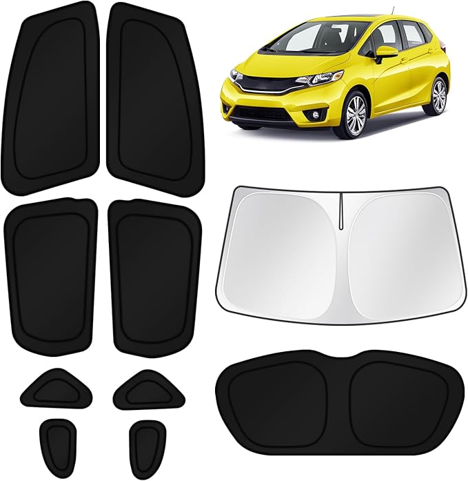 KUST Car Window Shades for Honda Fit 2015-2020 Windshield Sun Shade Side Window Cover UV Block Privacy Protection Accessories for Camping Blackout Rear Back Full Set 10PCS by KUST