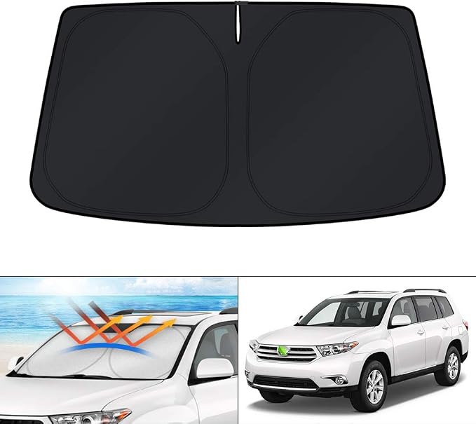 KUST Windshield Sun Shade for 2008-2010 2011 2012 2013 Toyota Highlander Accessories Custom Fit Sunshade Foldable Sun Protector Blocks UV Rays by KUST