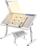 Laptop Desk Bed Table with LED Light,Adjustable Lap Desk Bed Tray,Portable Folding Couch Table Bookstand with Page Clip,Car Rear Seat Sofa Floor Laptop Tray Stand for Adult Kids Reading Writing Eating by Unknown