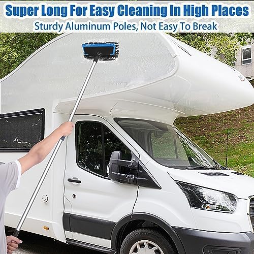 Wontolf 62'' Car Wash Brush with Long Handle, Scratch-Free Soft Bristles Sturdy Car Wash Mop Kit, Complete Car Cleaning Brush Kit Wash Mitt Towel Windshield Squeegee Wheel Tire Brush for Car Truck RV - Image 3