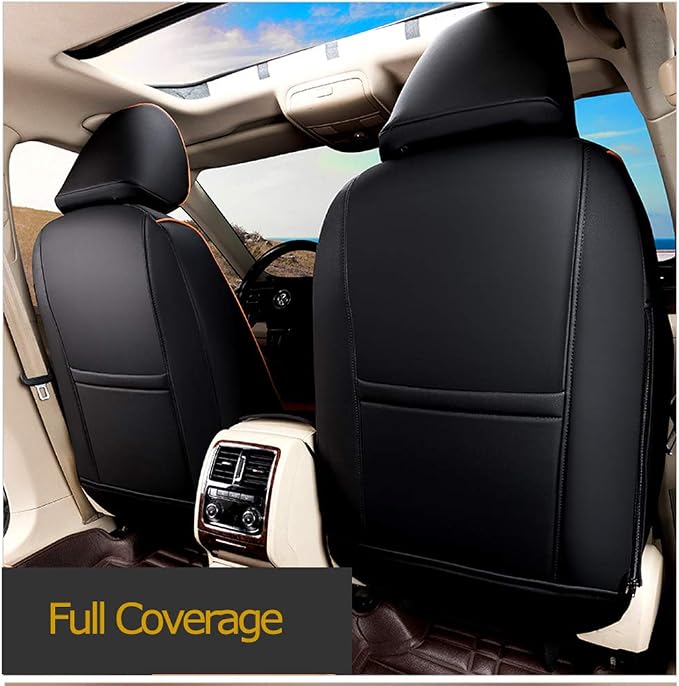 EKR Car Seat Covers for Toyota Camry 2012-2017 (Gas),Full Set | Custom Fit for Toyota Camry SE/XSE/SE Sport/SE Limited 2012-2017,Easy-Wipe Protection-Faux Leather(Black/Gray) - Image 3
