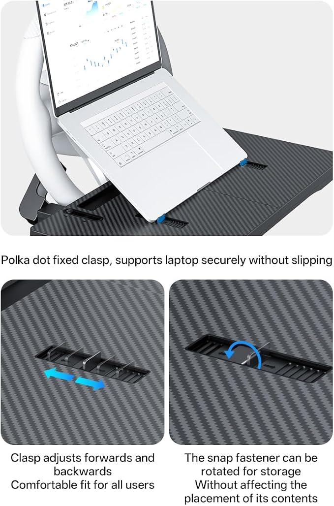 Steering Wheel Tray, Carbon Fiber 2-in-1 Car Tray & Seat Gap Filler, Car Desk, Car Laptop Desk, Car Desk for Laptop, Food Tray for Car, Steering Wheel Desk, Car Table, Universal Car Tray Organizer - Image 7