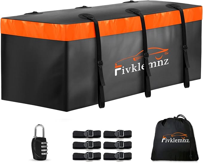 20 Cubic Hitch Mount Cargo Carrier Bag Waterproof Soft Car Tray | Luggage Bag (59" 24" 24") with 6 Reinforced Straps + 1 Combination Lock, Fits for All Vehicles with Steel Trailer Basket by FIVKLEMNZ