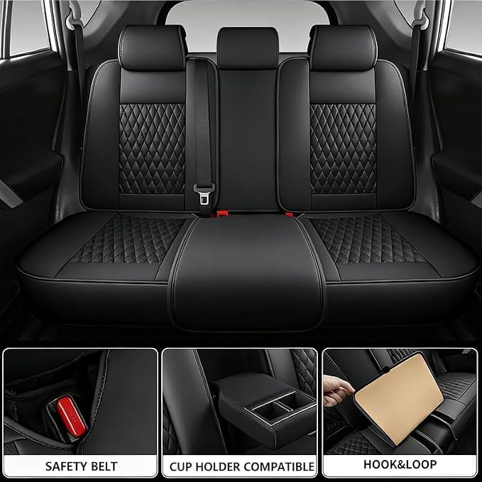 Car Seat Covers Full Set Custom Fit For Lexus RX 300 1999-2003, Black | Lumbar Support, Premium Faux Leather, Breathable, Anti-Slip, Airbag Compatible, Waterproof, Car Seat Protectors, 2 Row-5Seat - Image 3
