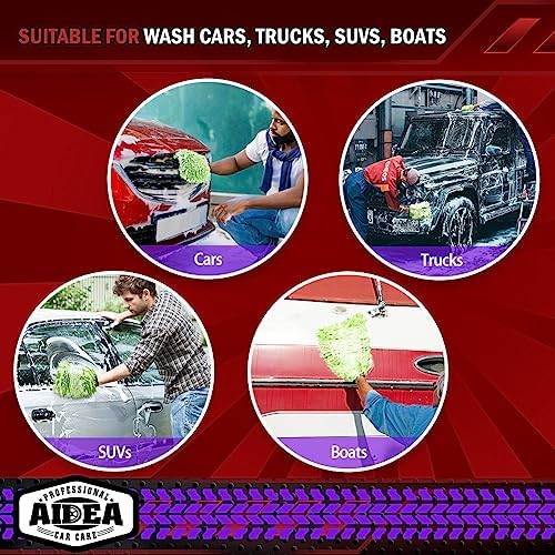 AIDEA Car Wash Mitt Microfiber, 4PK,Car Wash Brush, Green 8''X12'' - Image 7