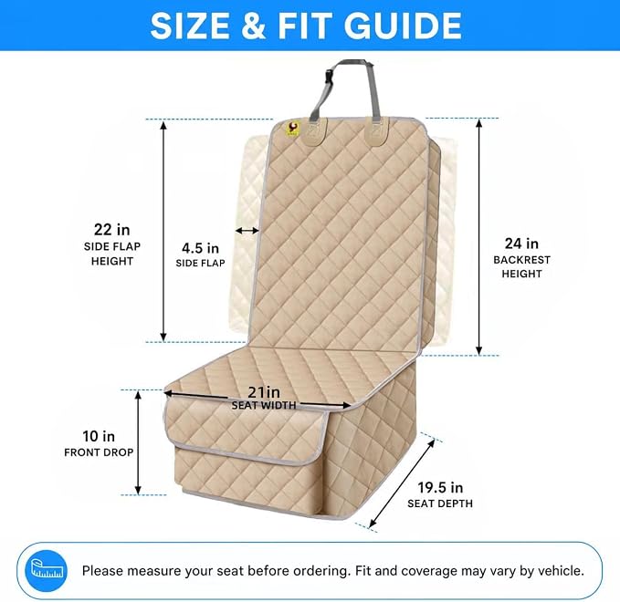 Bark Lover Deluxe Dog Seat Cover for Front Seat-More Durable Spill-Resistant Front Seat Protector, High Heat Resistant and Nonslip Front Seat Cover for Dogs Kids, Universal Size (Warm Beige,1 Pack) - Image 5