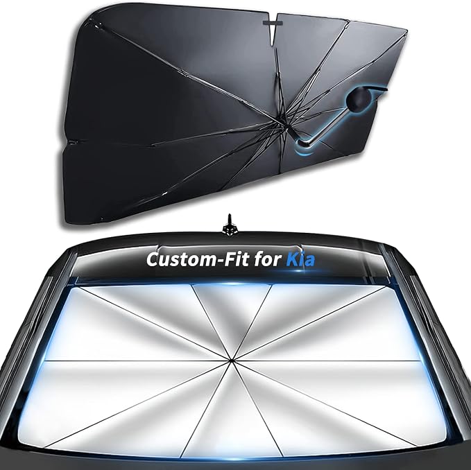 Custom-Fit for Kia Windshield Sun Shade Umbrella, UV Block Car Front Window with 360°Rotation Bendable Handle, Designed for Kia Accessories (for Kia Sorento) by Sawuaa
