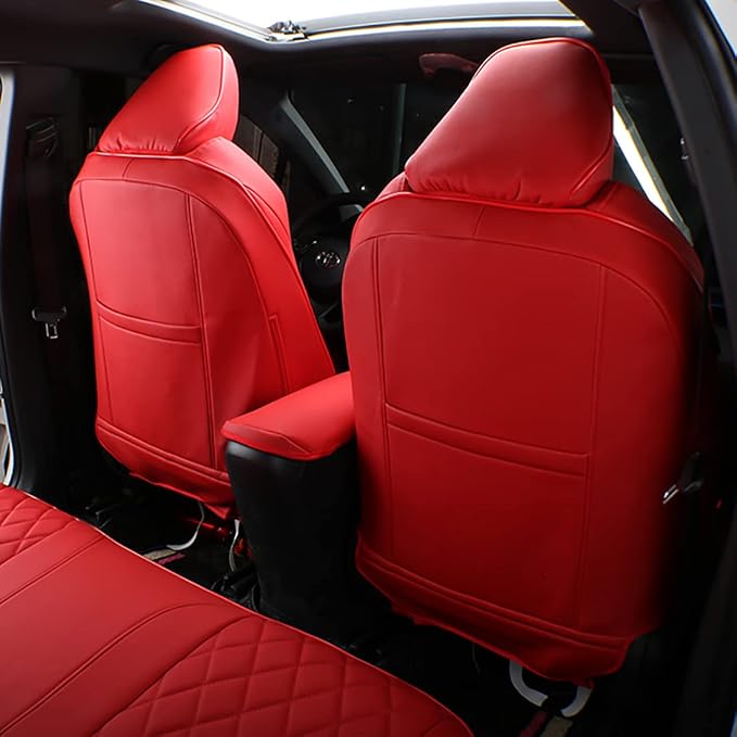 EKR Seat Covers for Honda Accord 2023 2024 2025 2026 LX(Rear Row W/Solid Backrest) Leather Car Seat Cover,Waterproof Car Seat Protectorss,Trucks Seat Covers Full Set(Red) - Image 3