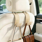 2-Pack Car Headrest Hooks, 1.1-Inch Wide Purse Hangers, Beige | Microfiber leather hooks with built-in metal cores keep purses, groceries and backpacks organized and within reach by Unknown