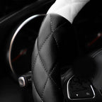 YHONGJT Cute Soft Microfiber Leather Anti-Slip Steering Wheel Cover, Universal 15 Inch for Women Girls, Fit Vehicles, Sedans, SUVs, Vans, Trucks - Black and White - Image 4