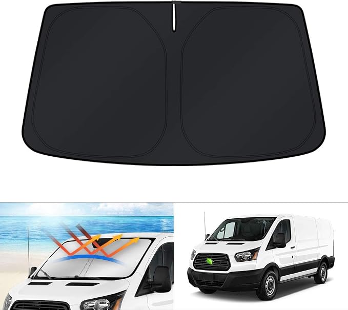 KUST Windshield Sun Shade for 2015-2025 2026 Ford Transit Accessories Wagon XL,Wagon XLT Cargo Vehicle,Connect Van XL Custom Fit Sunshade Foldable Sun Visor Protector Blocks UV Rays Keep Car Cooler by KUST