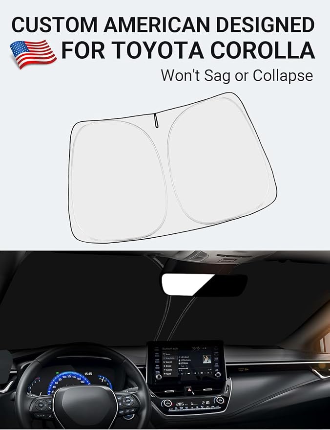 Proadsy Custom Fit Car Windshield Sun Shade for 2014-2019 Toyota Corolla | 240T Heat Shield, Drops Temp 54°F, Blocks 99% UV, Prevents Dashboard Cracking, Summer Parking & Beach Trips, Easy Twist-Fold - Image 2