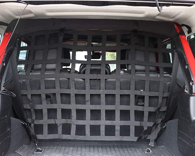 Pet Net Vehicle Safety Mesh Dog Barrier for Jeep Wrangler 4-Door | JK JL 4-Door 2007-2026, Fits Behind Rear Seat, Suitable For Medium, Large Pets, Easy To Install - Image 6