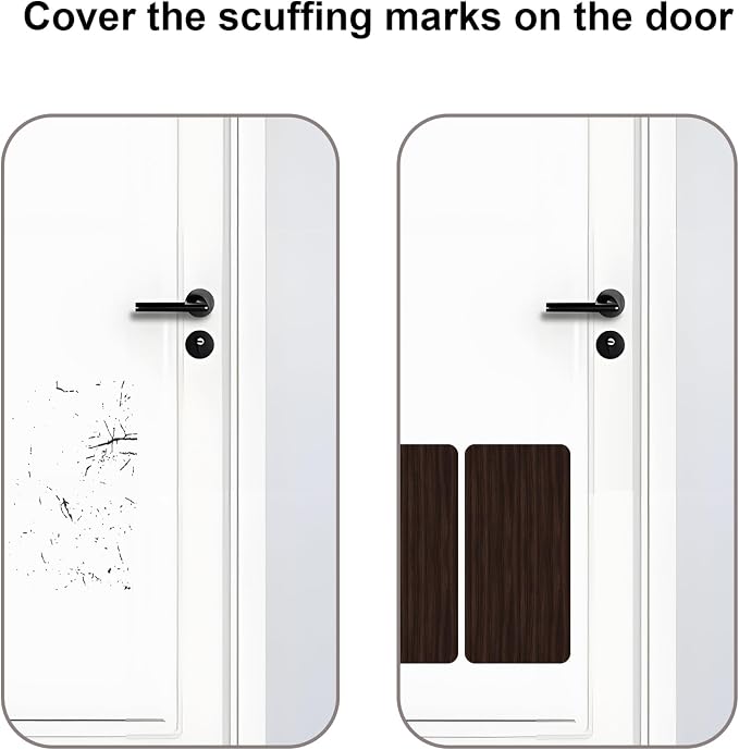 Dog Door Protector from Scratching, Steel Guard, Walnut Grain 8"x16" | Prevents Claw Marks & Scuffs, Smooth Rounded Corners, Self-Adhesive Install, Anti-Scratch Kick Plate, 2 Pcs - Image 3