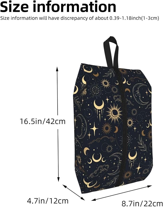 Boho Magic Celestial Travel Shoe Bag for Men & Women, Waterproof Shoe Storage Organizer with Zipper, Portable Shoe Pouch for Sneakers, Heels, Sandals, Gym & Travel Luggage 2PCS - Image 3