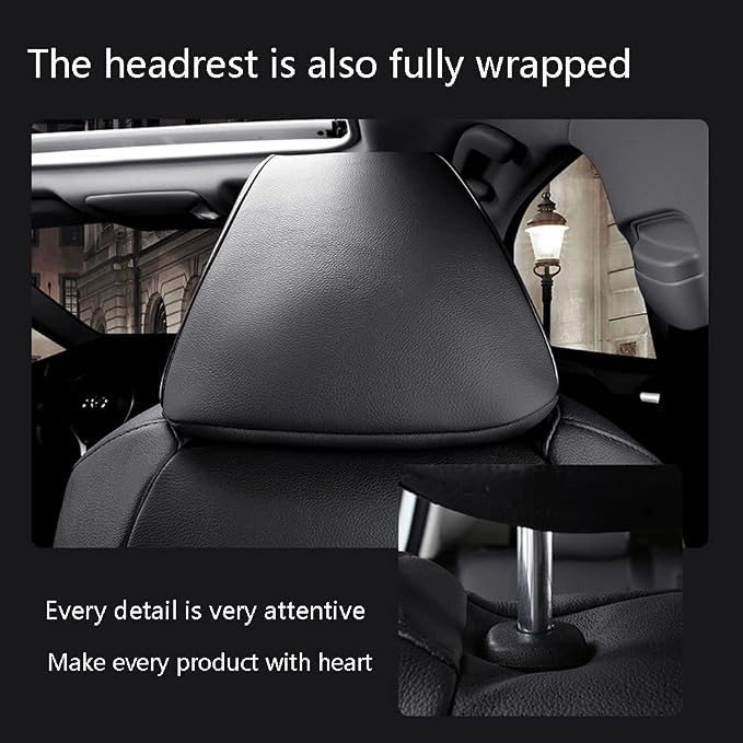 CocheFamilia Custom Fit Corolla Car Seat Covers for Select Toyota Corolla 2023 2024 2025 Hybird SE & 2023 2024 Hybird Nightshade - Full Set,Leather(Black) - Image 5