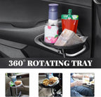 povtii Car Adjustable Food Tray, 360 Swivel Car Food Tray, 8.7 Inch Diameter, Non-Slip Clip Type Snack Tray, Black - Image 6