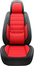 MINGBRON Front Car Seat Covers, Leather Car Seat Covers, Fit for Most Cars SUV and Most Sedan Red - Image 4