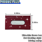Bling Car Sun Visor Tissue Box Holder, PU Leather Auto Paper Towel Cover, Glitter Crystal Rhinestone Napkin Holder, Car Decoration Accessories for Women (Black/Red) - Image 2