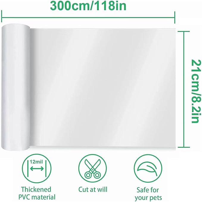 Door Protector from Dog Scratching 118" x 8.2" Cat Scratch Door Frame Single Side Adhesive Protector Anti Dog Scratch Door Guard for Dogs Clear CHUANGSEED (Pack of 2) - Image 2