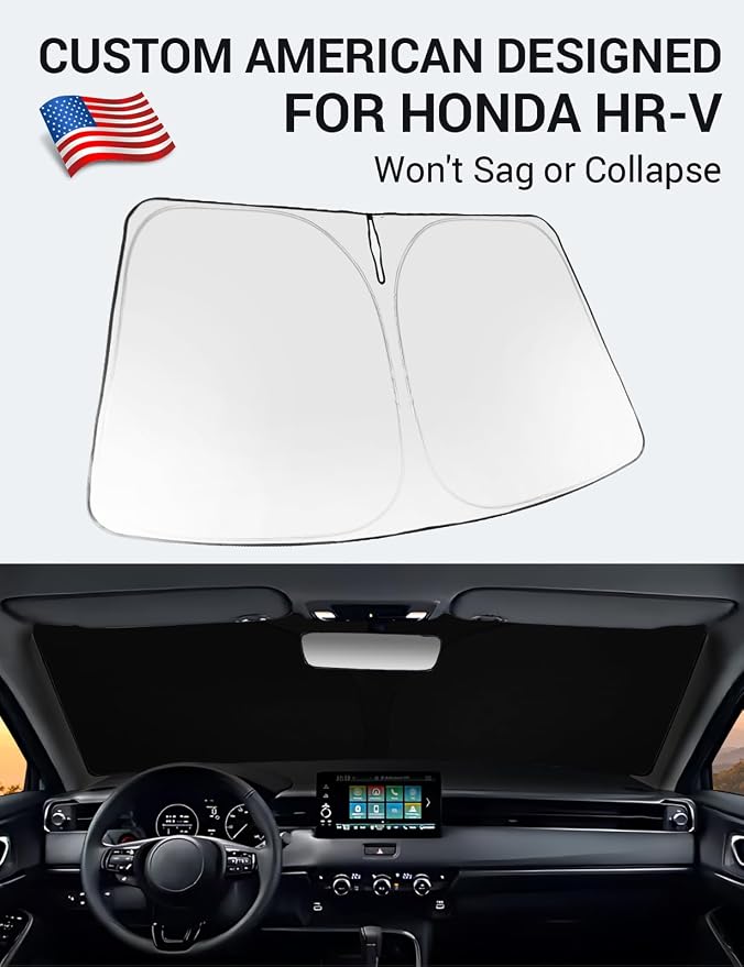 Proadsy Custom Fit 2022-2026 Honda HR-V Windshield Sun Shade, Blocks Heat | 240T Heat Shield, Drops Temp 54°F, Blocks 99% UV, Prevents Dashboard Cracking, Summer Parking & Beach Trips, Easy Twist-Fold - Image 2