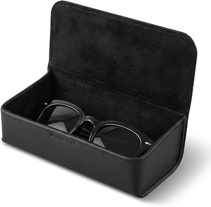 Car Sunglasses Holder, Large Capacity Universal Fit Adhesive Mount Eyewear Case with Magnetic Closure Glasses Protective Storage Box for Man Women Black by KLAKEY