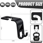 ZSDY Car Seat Headrest Hooks Heavy Duty Vehicle Back Seat Storage Organizer Hanger for Purse Grocery Bags Coat Universal Car Interior Accessories 2 Pack, Black - Image 2