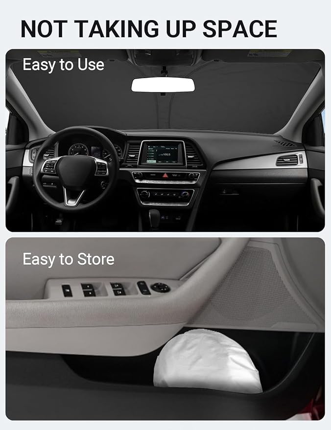 Proadsy Custom Fit Car Windshield Sun Shade for 2015-2019 Hyundai Sonata | 240T Heat Shield, Drops Temp 54°F, Blocks 99% UV, Prevents Dashboard Cracking, Summer Parking & Beach Trips, Easy Twist-Fold - Image 8