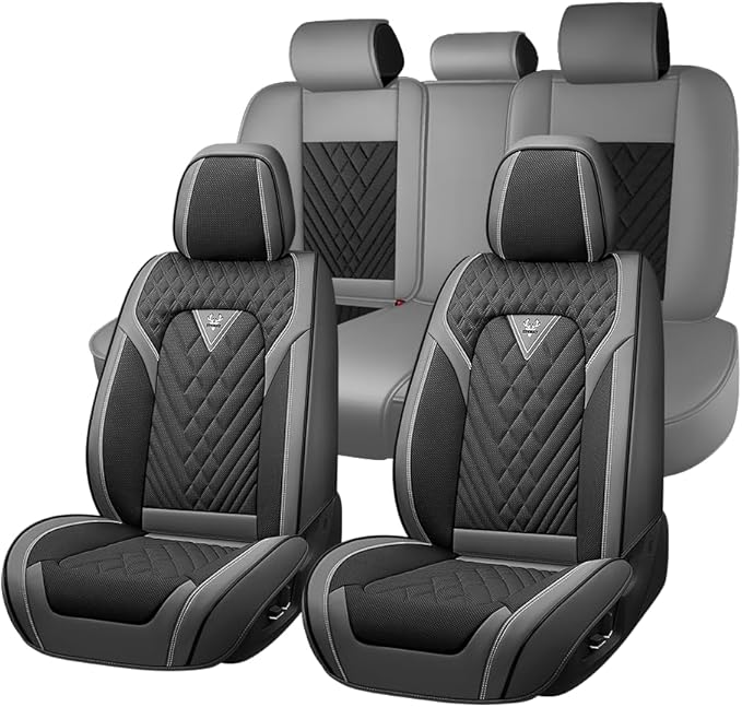 Fit for Toyota Crown Seat Covers 2023-2026,Premium Leather, 360° Full Protection, Thick Padding & Memory Foam, Waterproof & Stain-Resistant Car Seat Cover Full Set (5 Seat,Gray&Black) by Unknown
