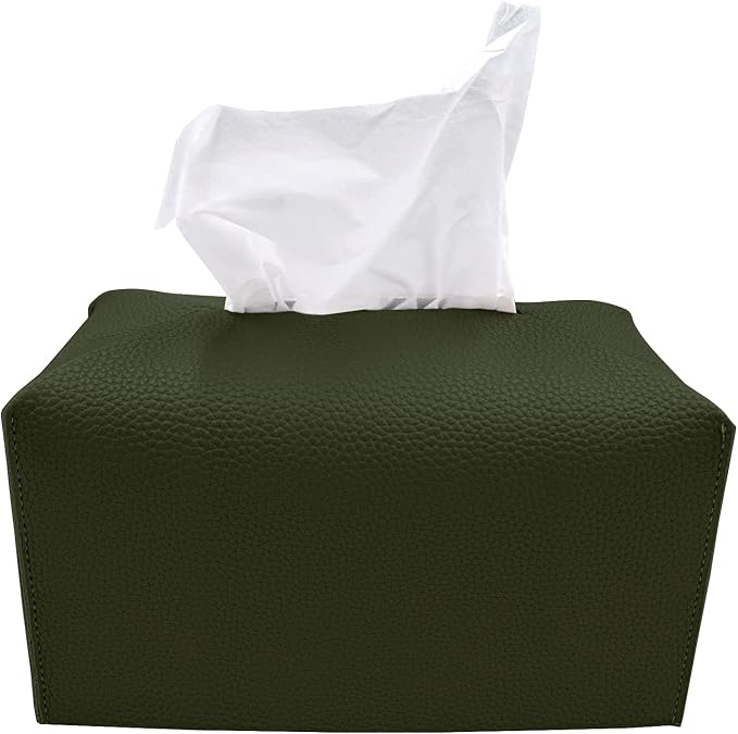 Carrotez Tissue Box Cover, [Refined] Modern PU Leather Rectangular Tissue Box Holder - Decorative Holder/Organizer for Bathroom Vanity Countertop, Night Stands, Office Desk 9.5"X5"X5" - Khaki by Carrotez