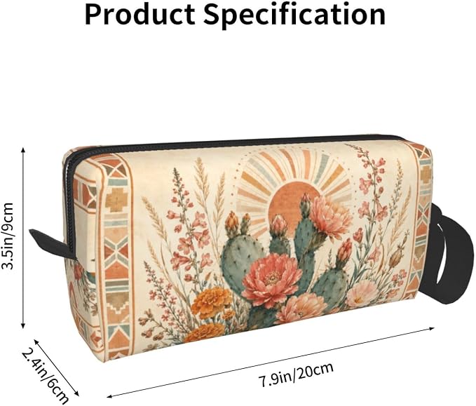 Cactus Small Makeup Bag, 600D Oxford Cosmetic Pouch for Women | Cactus Cosmetic Bag and Toiletry Pouch with Double-Sided Print and Foam Padding for Women, Travel, Gym, Weekend and Daily Use - Image 3
